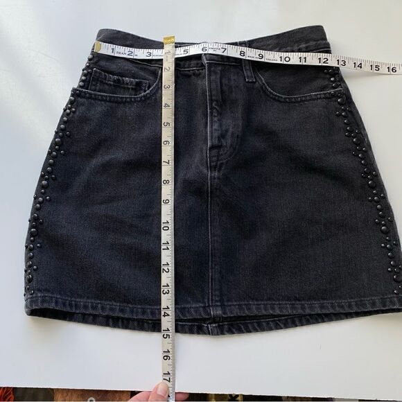 Frame Denim Studded Denim Skirt washed black gray Size 25 - Picture 6 of 10